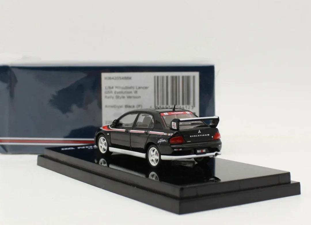 1:64 Hobby Japan HJ MITSUBISHI LANCER GSR EVOLUTION VII Rally Style Version Amethyst Black HJ642054BBK Diecast Model Car - Jaiman Toys