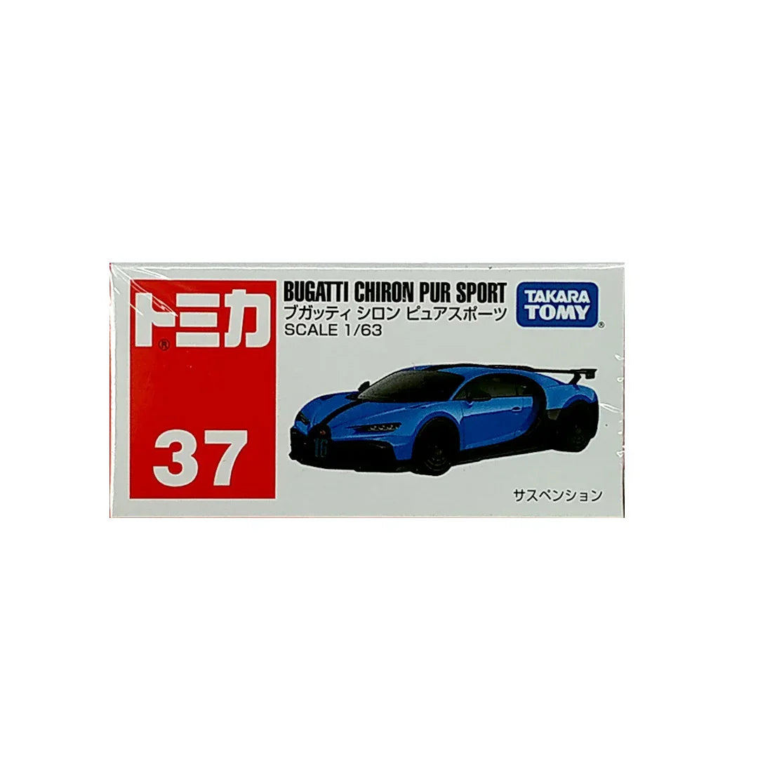 Takara Tomy Tomica 37 Bugatti Chiron PUR Sport - Blue / Black (1:63 Scale) Diecast car - Jaiman Toys