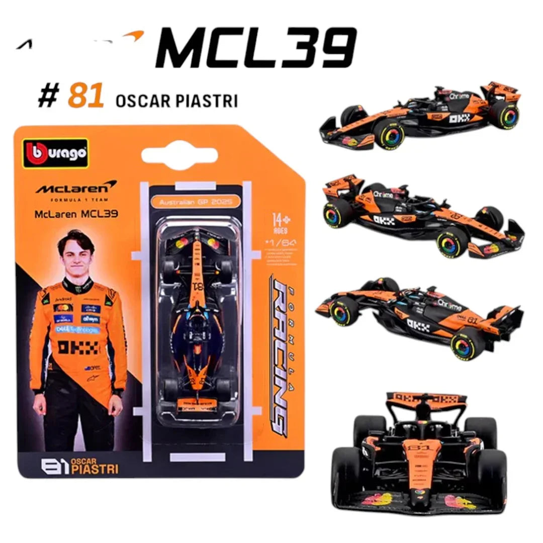 Bburago F1 Die-Cast Series Pack of 5 – 1:64 Scale Formula 1 Cars (McLaren, Red Bull, Mercedes, Ferrari)