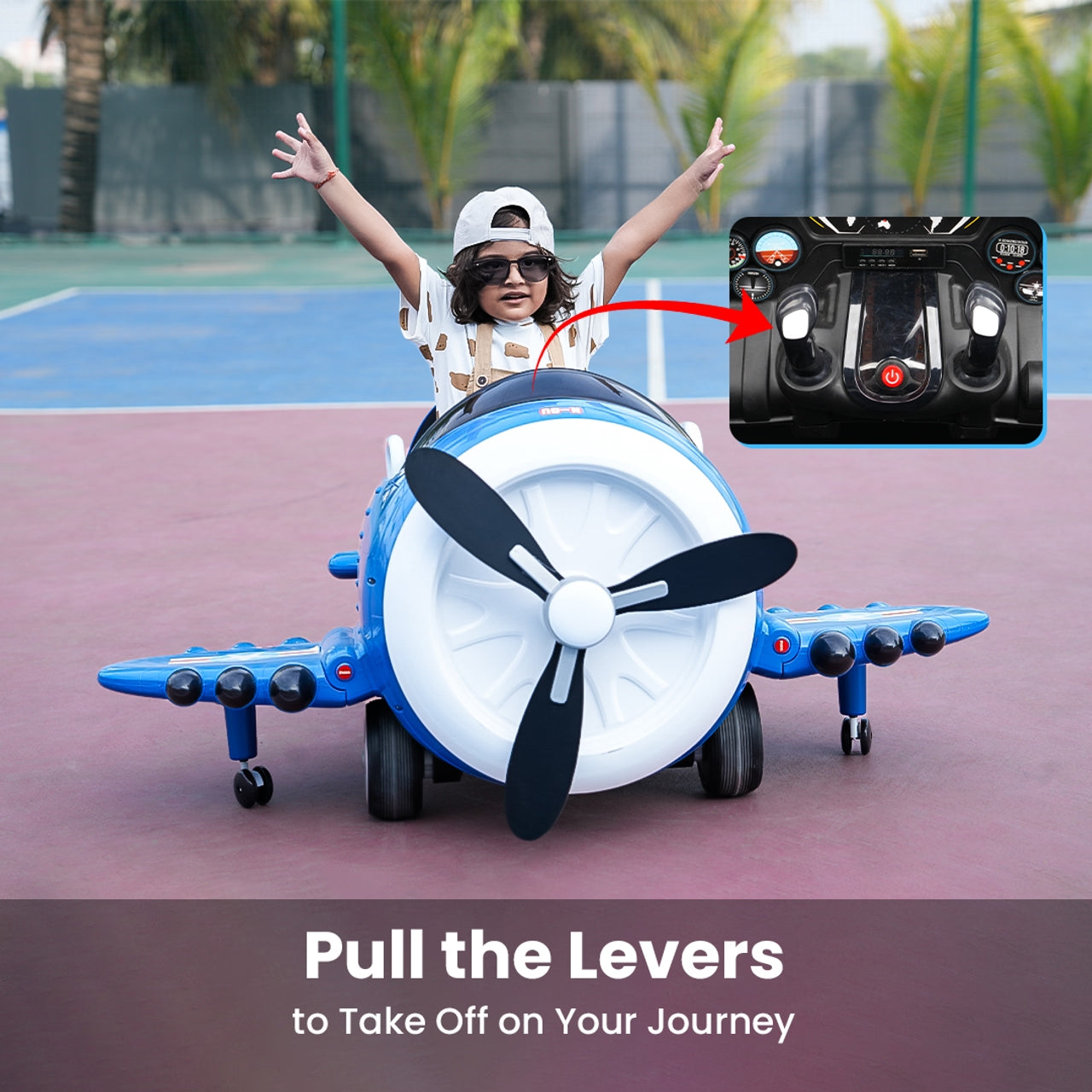 Emotorad Formula Fun Turbo Wing Ride-On Toy Plane for Kids | Battery Operated Airplane Ride-On