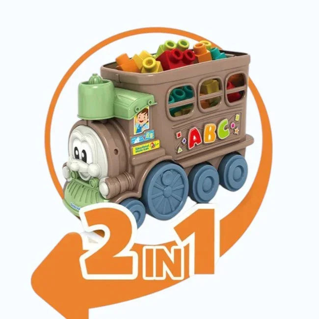 Plastic Train DIY Building Block Set 22 Pieces | Kids Assemble Soft Rubber Blocks Educational Toy