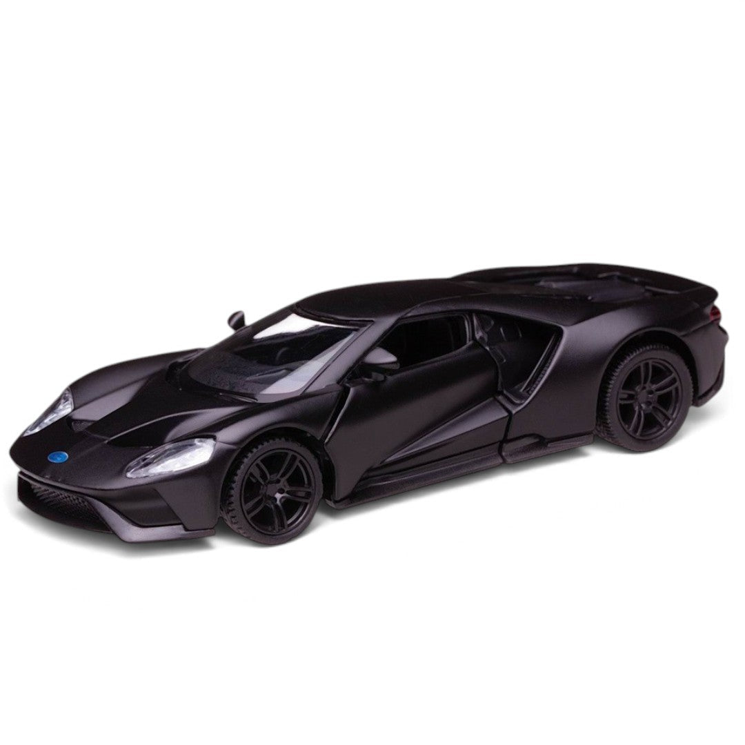 RMZ City Ford GT 1:32 Scale Die-Cast Model Car – Matte Black Collectible Supercar with Opening Doors, Pull-Back Action