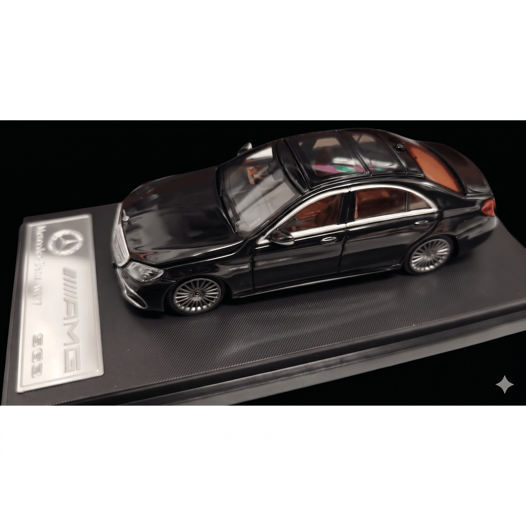 RM 1:64 Mercedes-Benz Mercedes-AMG S63 W222 Open Roof Black Die-Cast Model Car | Premium Luxury Sedan Collectible