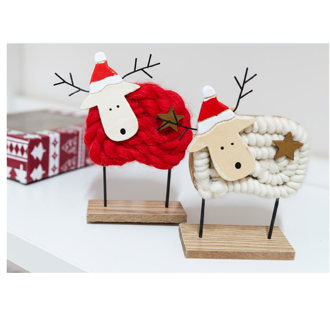 Lammas Wool & Wood Figurines – Adorable Cozy Festive Home Décor Accents