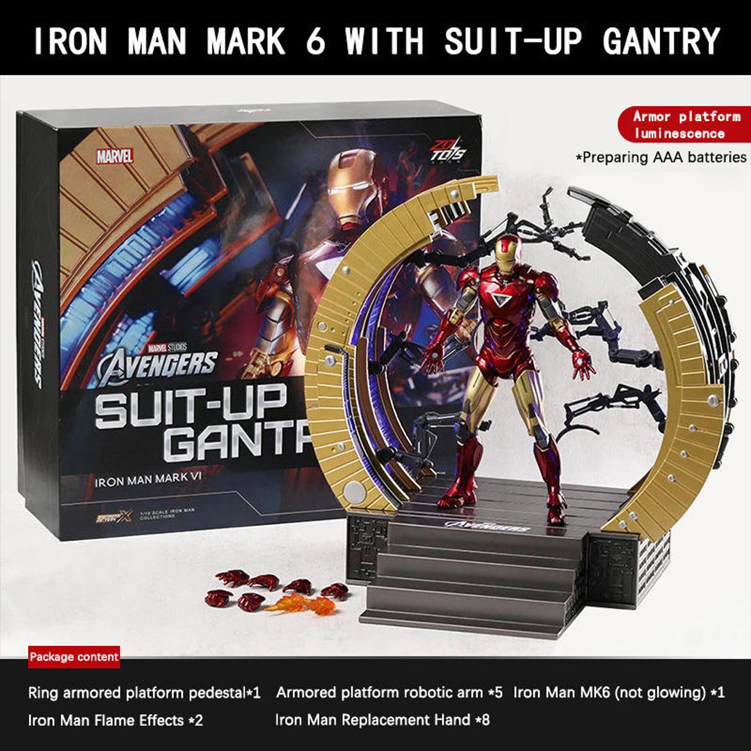 ZD Toys Marvel Iron Man MK6 1/10 Scale Action Figure with Suit-Up Gantry – 10th Anniversary Edition