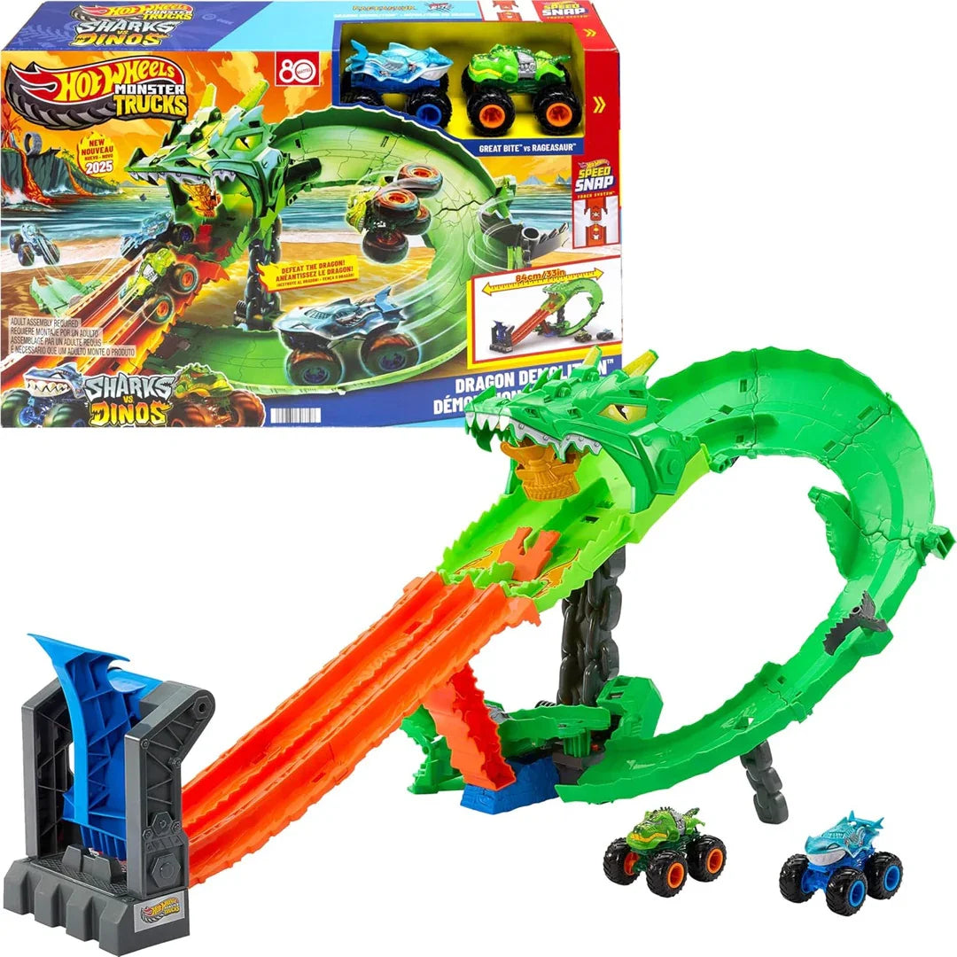 Hot Wheels Monster Trucks – Sharks Dinos Dragon Destruction