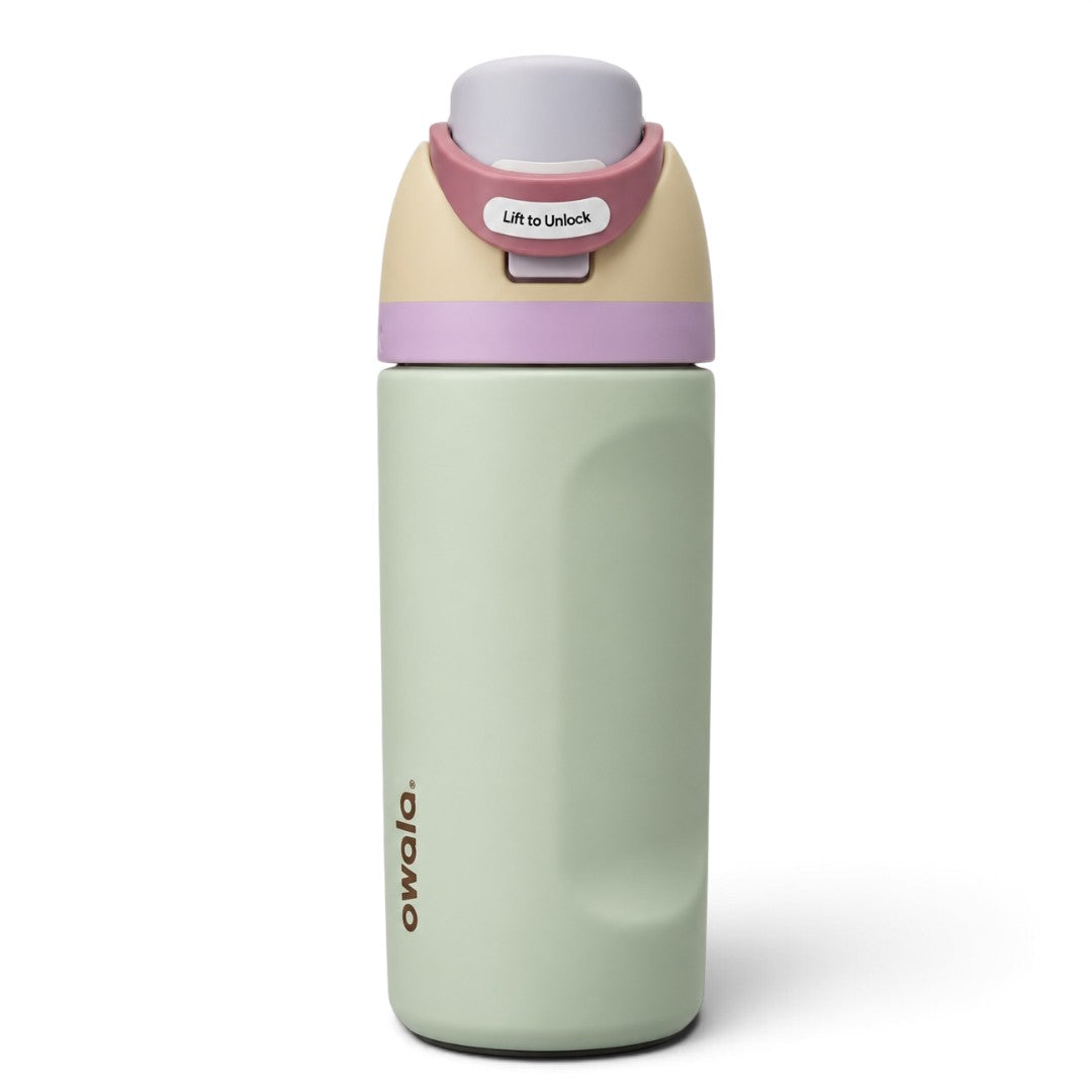 Owala FreeSip 475 ml (16 oz) Insulated Stainless Steel Water Bottle with Built-In Straw and Locking Push-Button Lid – Sage Green & Pink