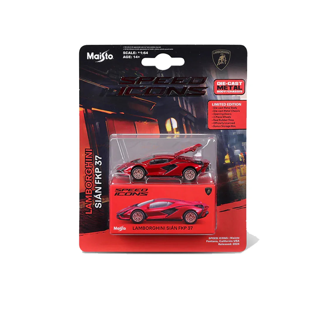 Maisto Speed Icons Lamborghini Sián FKP 37 Red – 1:64 Scale Licensed Die‑Cast Hypercar - Jaiman Toys