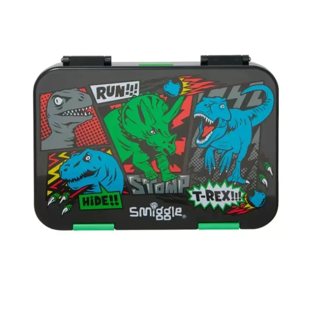 Smiggle Happy Medium Bento Lunchbox 758ml – Leakproof Kids Bento Box (Dino)