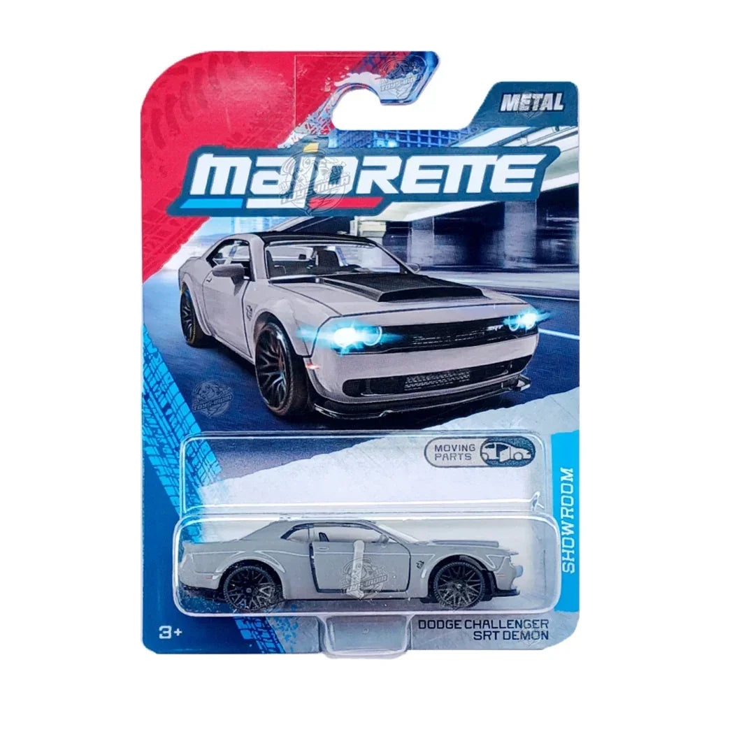 Majorette Showroom Dodge Challenger SRT Demon Die-Cast Car – Grey | 1:64 Scale | 2025 Card