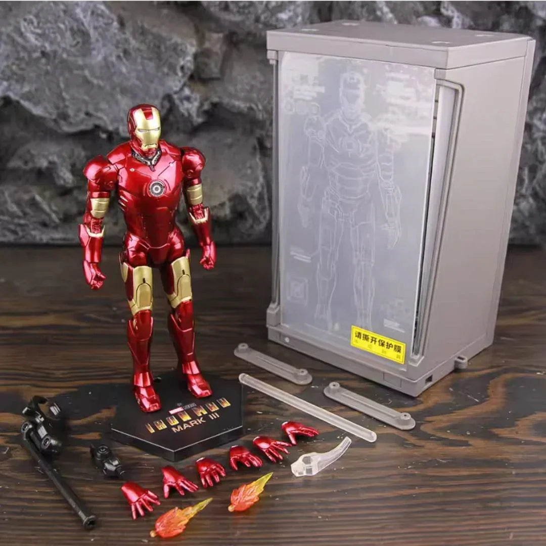 Iron Man Mark 3 with Hall of Armor 6-Inch – Hologram Light-Up Display Case | ZD Toys Collector Edition