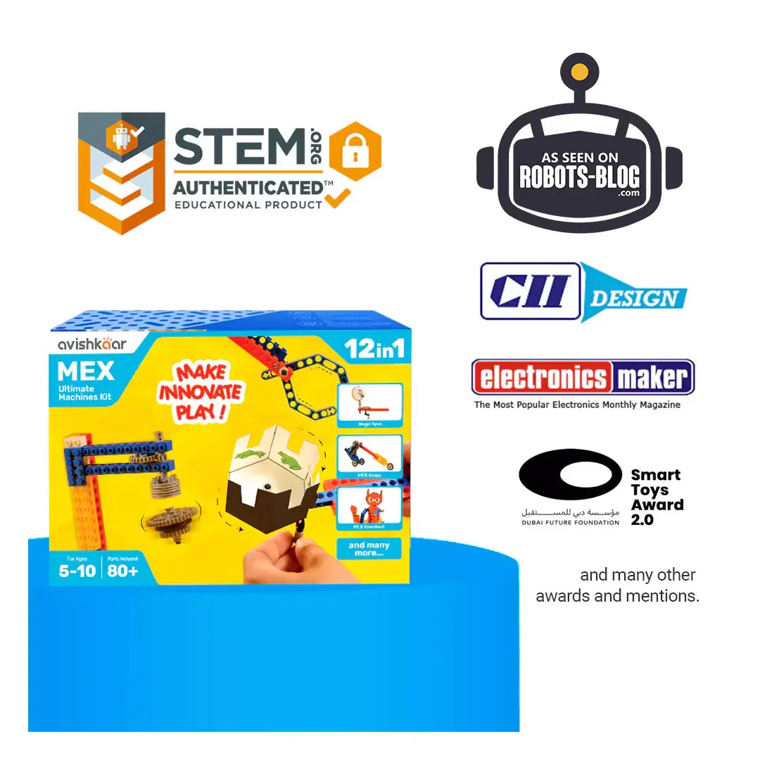 Avishkaar MEX 12-in-1 Ultimate Machines Kit | STEM Building Toy for Ages 5-10
