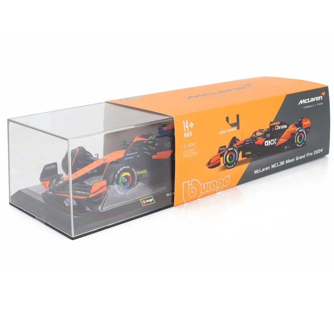 Bburago 1:24 McLaren MCL38 Miami GP 2024 – Lando Norris Diecast Model Car