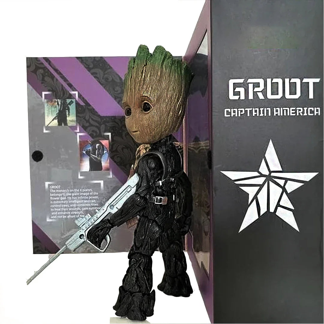 Mini Groot: Captain America Edition - Marvel Cosplay Action Figure (25 cm) - Jaiman Toys