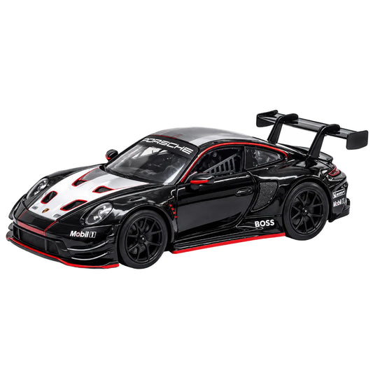 Bburago Porsche 911 GT3 R Black Racing Car 1:24 Scale Diecast Model with Rear Spoiler – Collectible Sports Car for Ages 14+
