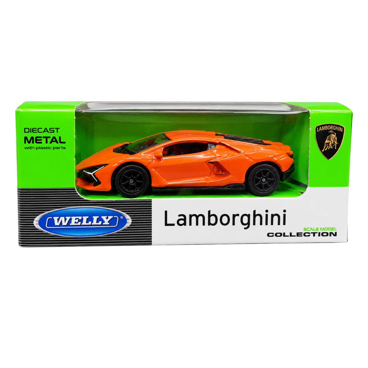 Welly Lamborghini Revuelto Orange 1:64 Scale Die-Cast Metal Model Car – Premium Collectible Miniature Supercar with Detailed Interior, Black Wheels & Original Display Box