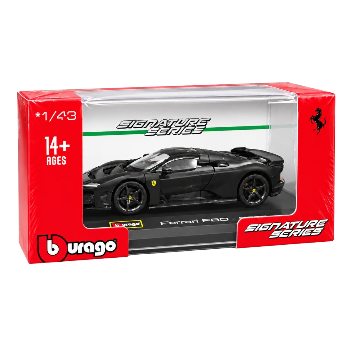 Bburago Ferrari F80 2024 1:43 Scale Signature Series Die-Cast Model Car – Black Supercar Collectible Display Model for Ferrari Fans & Car Collectors