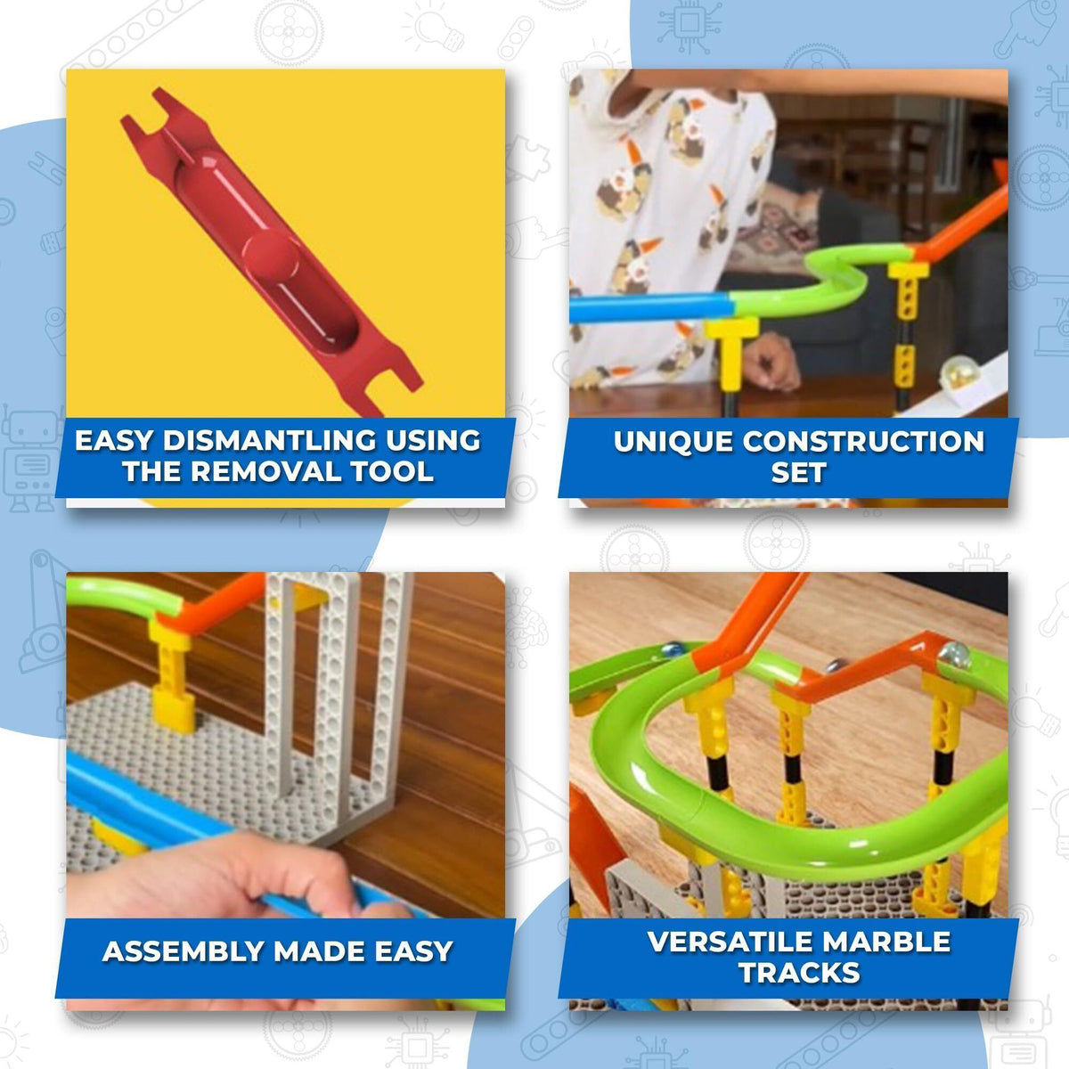 Blix Marble Run 2 – 240+ Piece Motorised 4-in-1 STEM Building Kit, Ages 8+