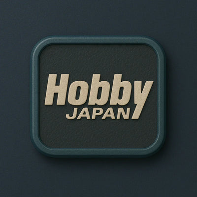 Hobby Japan logo badge on dark background, collectible toys and action figures theme