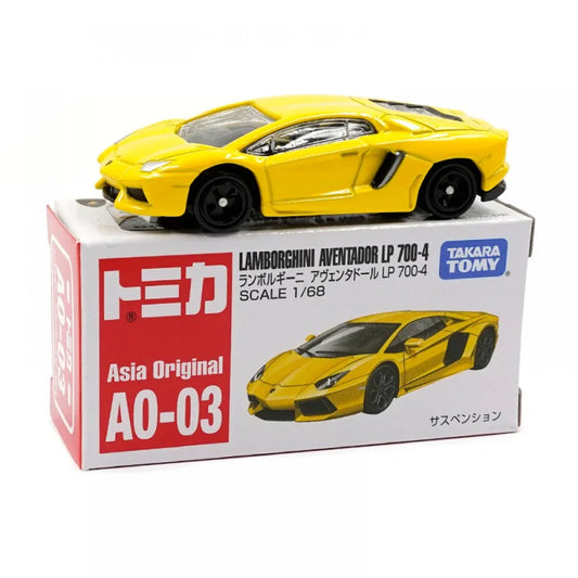 Tomica 1:68 Lamborghini Aventador LP 700-4 Asia Version AO-03 Yellow – Diecast Supercar Model | Collectible Toy Car