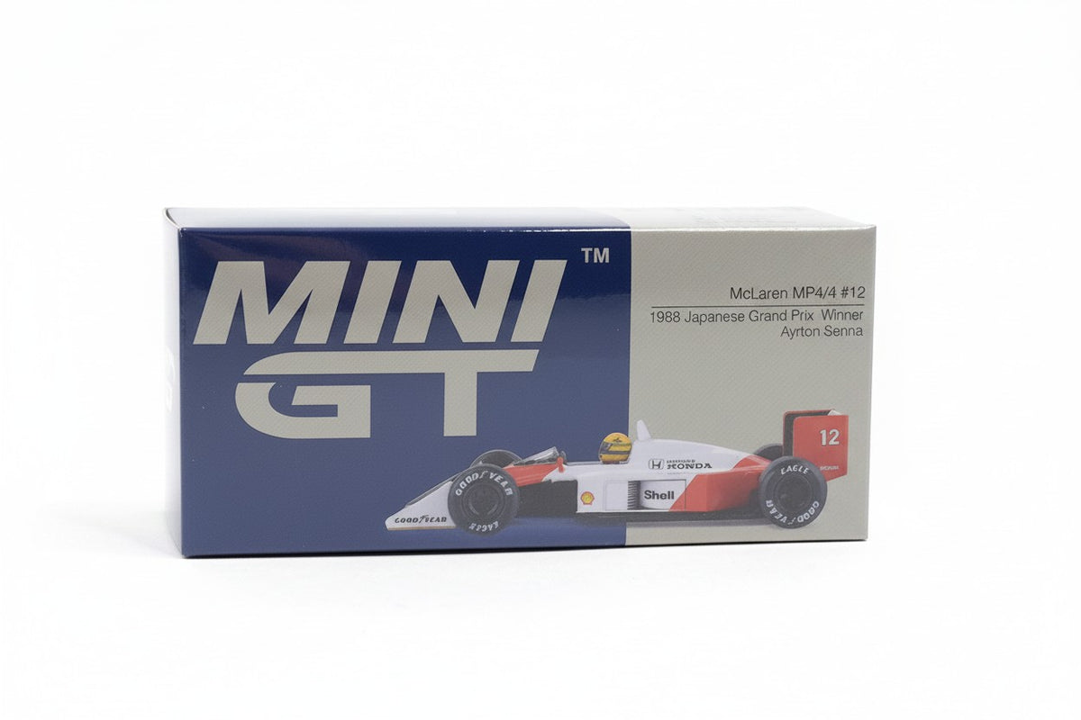 MINI GT 1:64 McLaren MP4/4 #12 Ayrton Senna 1988 Japanese Grand Prix Winner Diecast Scale Model Car