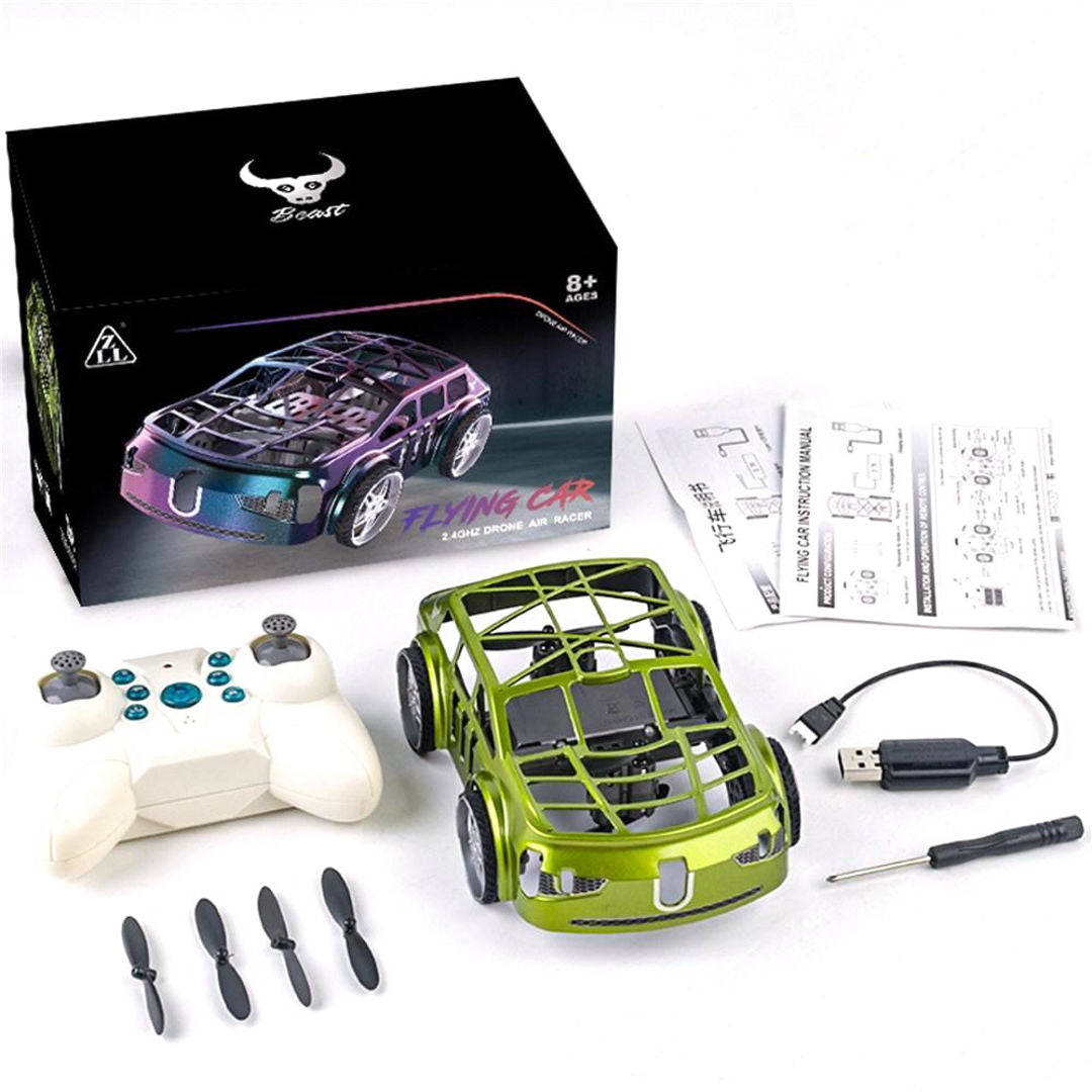 SG900PRO Dual-Mode 2-in-1 Flying Car Drone – RC Air + Ground Vehicle with LED Lights (Green)