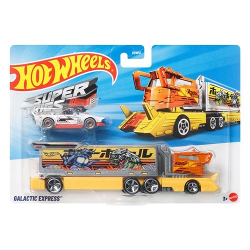 Hot Wheels 1:64 Scale Super Rigs 6-Set Bundle – Transporter Trucks with Matching Toy Vehicles, Ages 3+