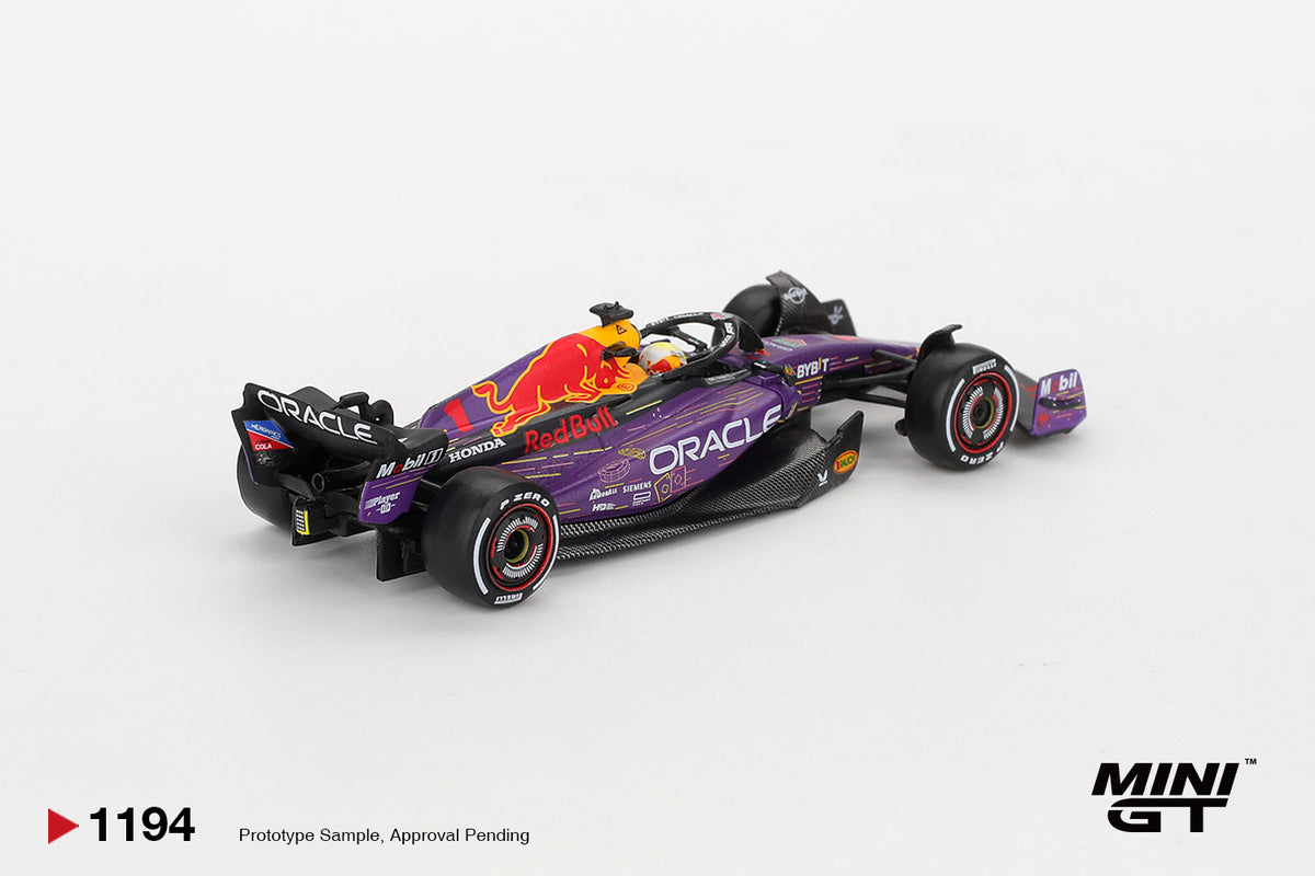 Minigt 1:64 Oracle Red Bull Racing RB19 #1 Max Verstappen 2023 F1 2023 Las Vegas GP Winner+Ford Puma Rally1 #16 M-Sport Ford WRT 2024 Rally Finland 3rd Place+Nissan Z VeilSide FFZ400 Seiran Blue+Lancia Stratos HF #4 1979 Spanish Rally Champion