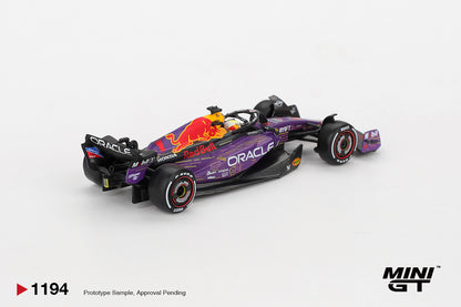 Minigt 1:64 Oracle Red Bull Racing RB19 #1 Max Verstappen 2023 F1 2023 Las Vegas GP Winner+Ford Puma Rally1 #16 M-Sport Ford WRT 2024 Rally Finland 3rd Place+Nissan Z VeilSide FFZ400 Seiran Blue+Lancia Stratos HF #4 1979 Spanish Rally Champion