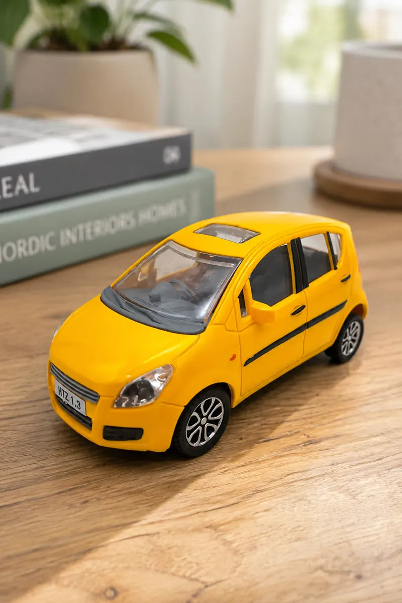Centy Wheel Force Ritz Pull Back Action Toy Car Yellow | Friction Powered Mini Hatchback Model | Toy Vehicle for Kids Age 3+ | BGX