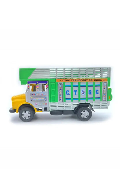 Centy Toys Tiny Truckies Public Truck Pull Back Action Green & Yellow | Opening Rear Tailgate | Plastic Toy Goods Carrier Truck | 3+ Years