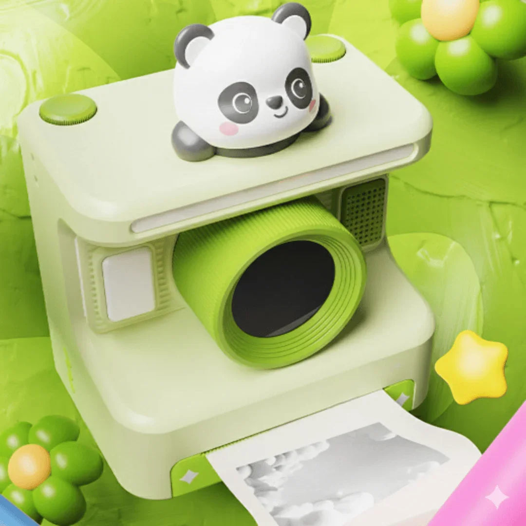 MagicSnap Panda Instant Print Camera for Kids – 1080P Digital Video, 2.4" Display, Thermal Ink-Free Printing