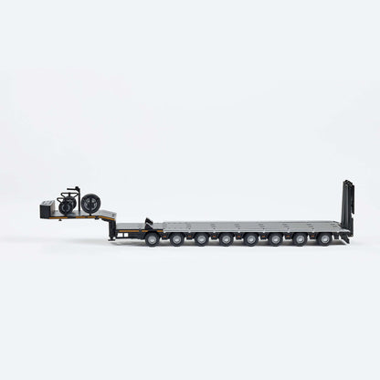 Massdi Scania Eight-Axis Semi-Low Deck Trailer 1:64 Scale Die-Cast Model Trailer – Heavy Haul Transport Collectible (Black)