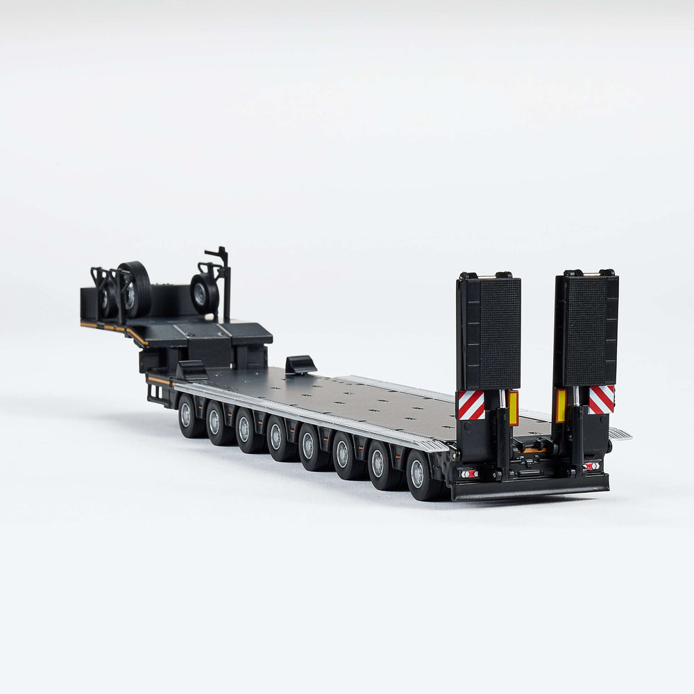 Massdi Scania Eight-Axis Semi-Low Deck Trailer 1:64 Scale Die-Cast Model Trailer – Heavy Haul Transport Collectible (Black)