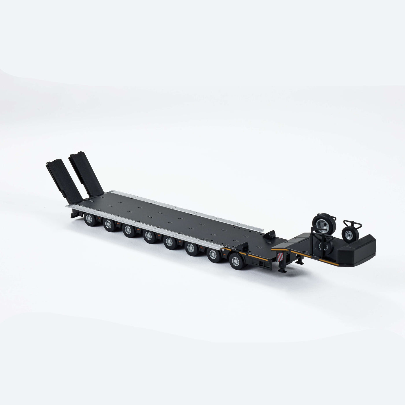 Massdi Scania Eight-Axis Semi-Low Deck Trailer 1:64 Scale Die-Cast Model Trailer – Heavy Haul Transport Collectible (Black)
