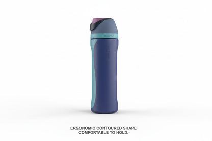 Owala FreeSip 710 ml (24 oz) Insulated Stainless Steel Water Bottle with Built-In Straw, Locking Push-Button Lid and Contoured Body – Blue & Purple