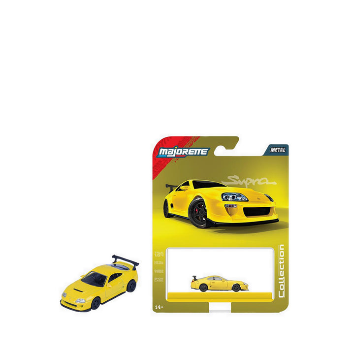 Majorette 1:64 Scale 1995 Toyota Supra MK4 Yellow Collector’s Edition Die-Cast Model Car | Metal Chassis, Rubber Tyres & Premium Display Show Case Collection