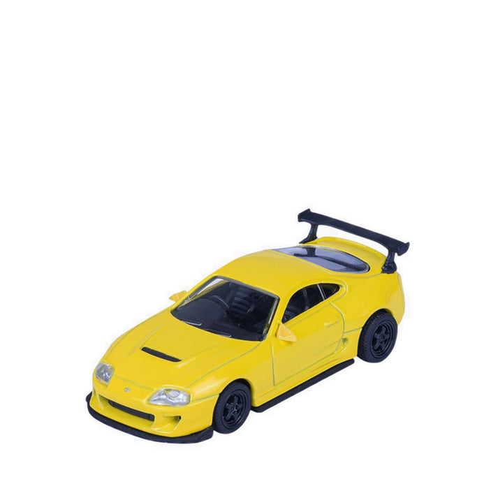 Majorette 1:64 Scale 1995 Toyota Supra MK4 Yellow Collector’s Edition Die-Cast Model Car | Metal Chassis, Rubber Tyres & Premium Display Show Case Collection