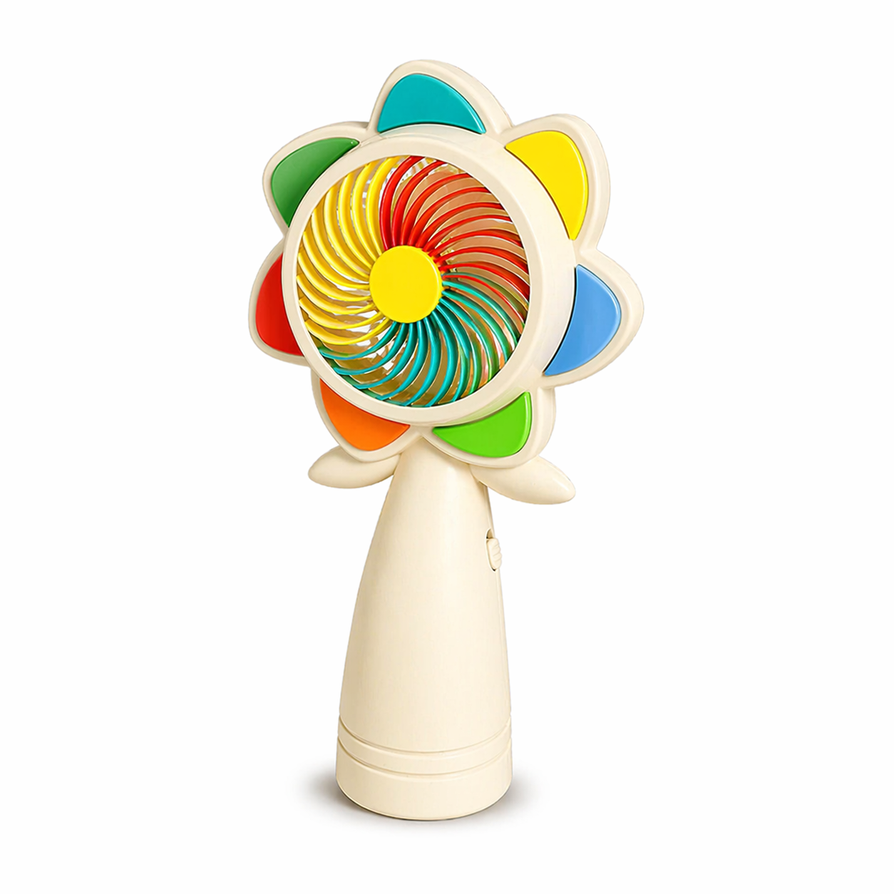 Portable Handheld Mini Fan with LED Lights – Colorful Flower Design Personal Cooling Fan for Travel, Office & Outdoor Use (Pack of 1)