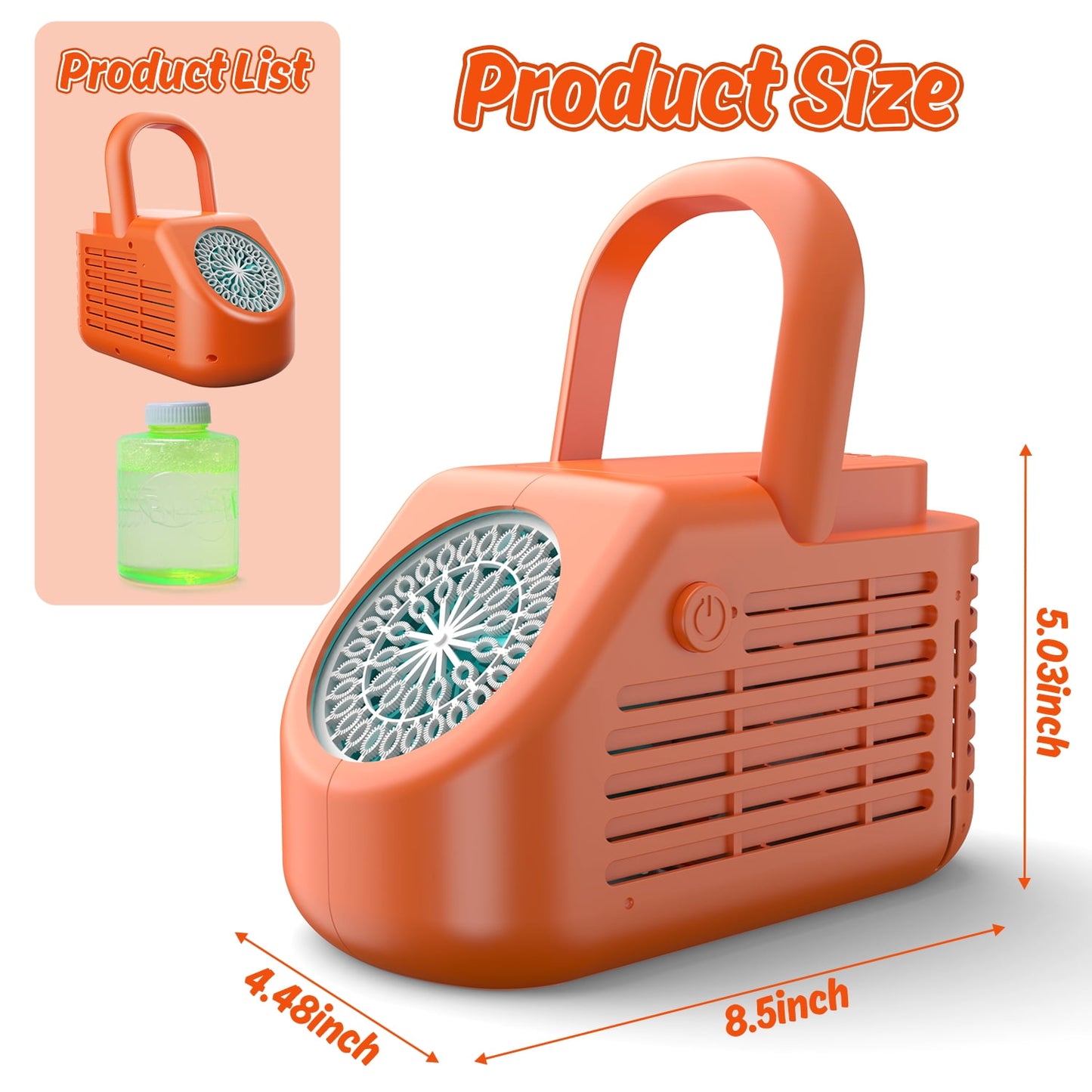 Automatic Portable Bubble Machine with Carry Handle – Bubble Maker Toy for Kids 3+ Years