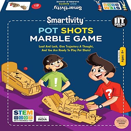 Smartivity Pot Shot Marble Launcher STEM DIY Fun Toys, Educational &amp; Construction based Activity Game for Kids 8 to 14, Birthday Gifts for Boys &amp; Girls, Science Engineering Project, Made in India