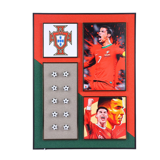 Ronaldo Reign: Cristiano Ronaldo Decorative Wall Frame - Embodying Football Greatness in Ball and Picture Form