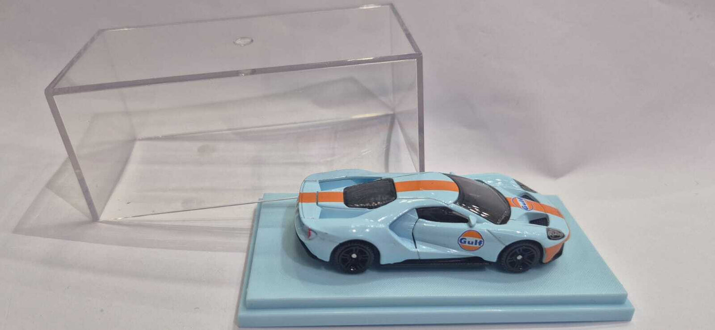 CCA 1:64 2017 Ford GT Gulf Die-Cast Model Car | Light Blue & Orange Racing Livery Collectible