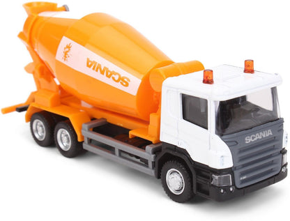 RMZ City 1:64 Scania P-Series Cement Mixer Truck Die-Cast Model – White & Orange