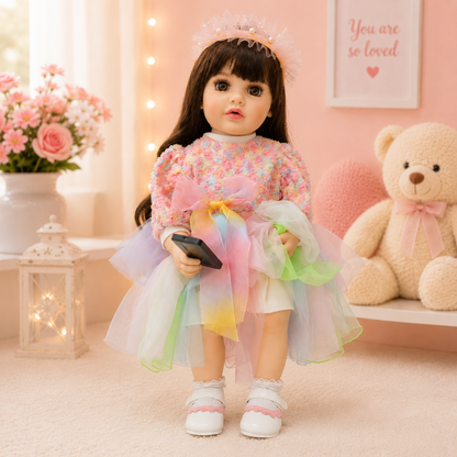 Interactive AI Baby Girl Fairy Aurora Doll with Remote Control, Story Book, Shoes & Sound Features | Talking Doll with Songs, Stories & Learning Fun | Pink Winter Outfit | Gift for Kids 3+ Years