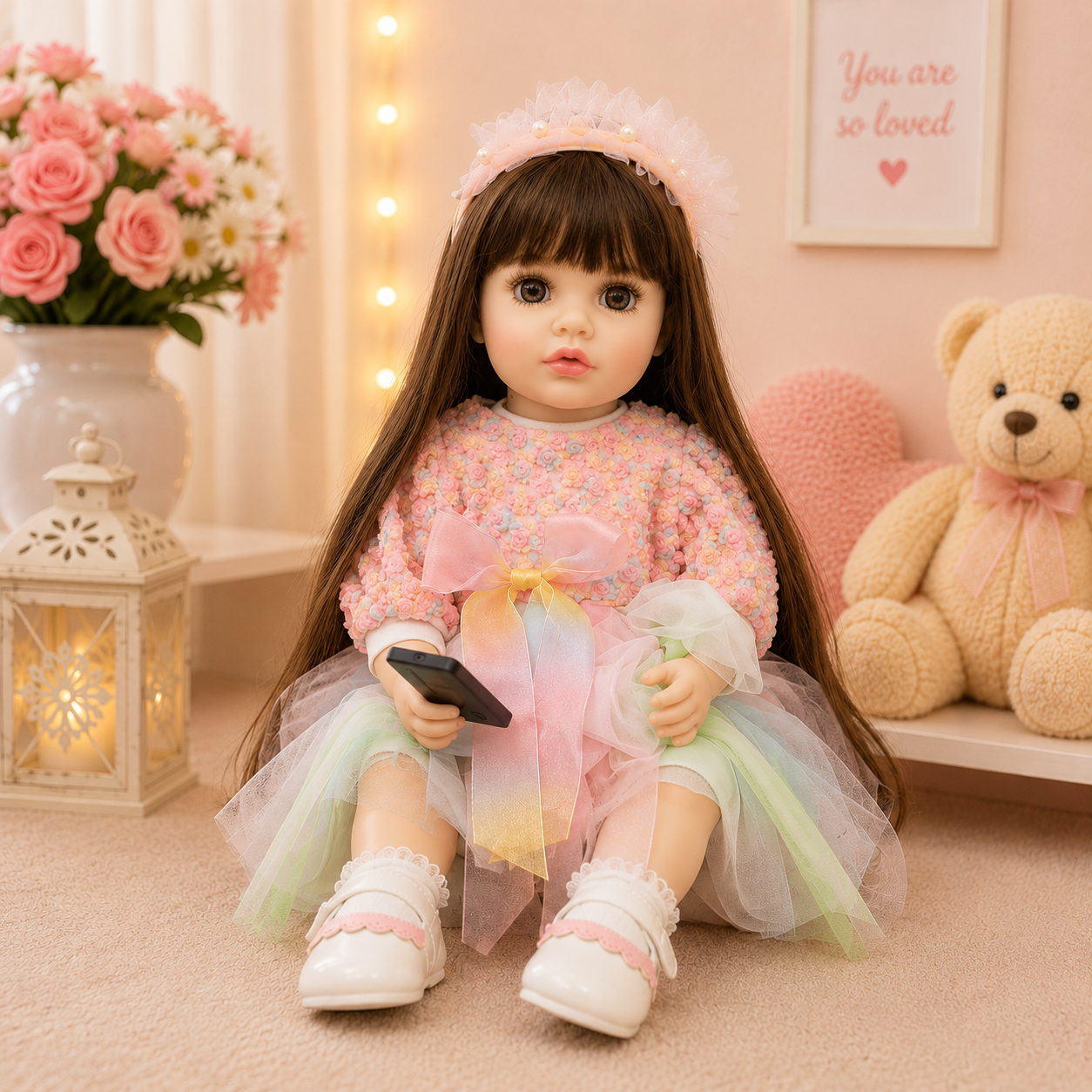 Interactive AI Baby Girl Fairy Aurora Doll with Remote Control, Story Book, Shoes & Sound Features | Talking Doll with Songs, Stories & Learning Fun | Pink Winter Outfit | Gift for Kids 3+ Years