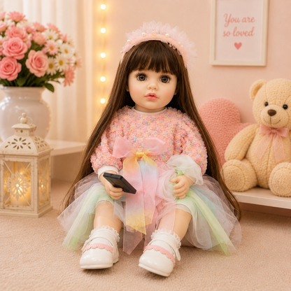 Interactive AI Baby Girl Fairy Aurora Doll with Remote Control, Story Book, Shoes & Sound Features | Talking Doll with Songs, Stories & Learning Fun | Pink Winter Outfit | Gift for Kids 3+ Years