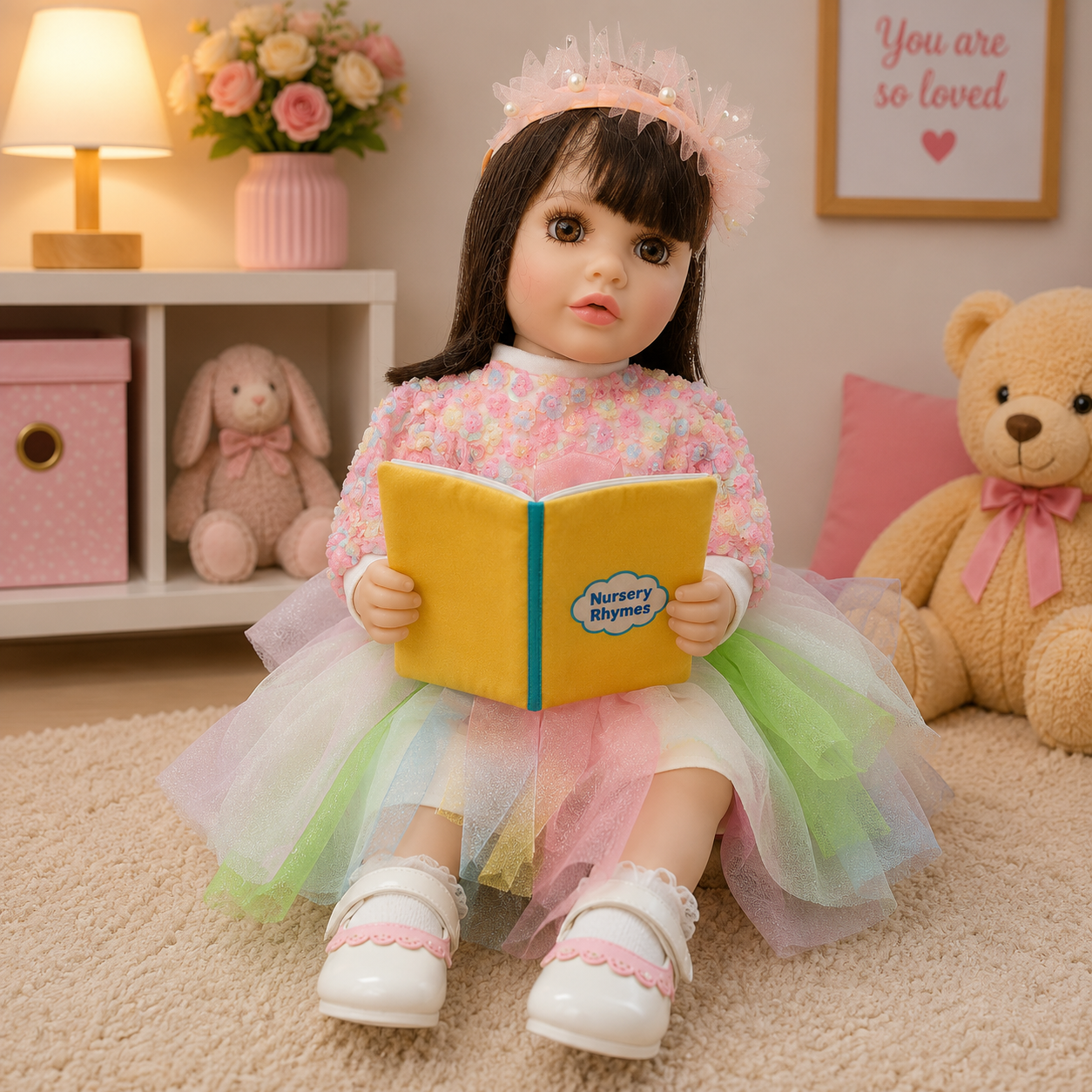 Interactive AI Baby Girl Fairy Aurora Doll with Remote Control, Story Book, Shoes & Sound Features | Talking Doll with Songs, Stories & Learning Fun | Pink Winter Outfit | Gift for Kids 3+ Years
