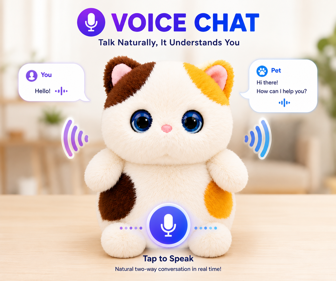 Breatoi! Smart AI Companion Robot Pet | Voice Chat, Emotional Interaction, App-Controlled Desktop AI Robot | Wi-Fi & Bluetooth Interactive Smart Companion for Kids & Adults - Luna