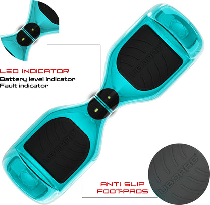 Uboard Classic 6.5 Inch Self Balancing Hoverboard with Inbuilt Bluetooth Speaker, LED Headlights, Dual Motor, Rechargeable Battery, Non-Slip Foot Pads, Smooth Ride, Electric Ride-On Scooter for Kids, Teens & Adults | Blue Miliatry